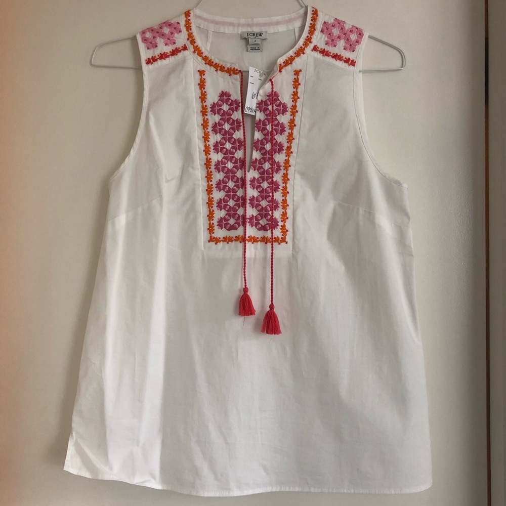 J crew multicolored shirt with tassels